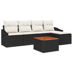 vidaXL Ensemble de 6 Canapés de Jardin avec Coussins en Rotin Noir