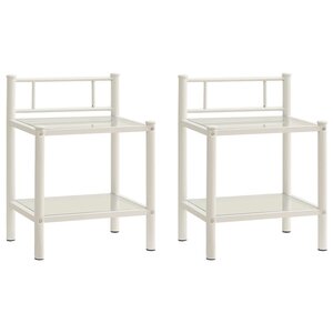 vidaXL Tables de chevet 2 Pièces Blanc et transparent Métal et verre
