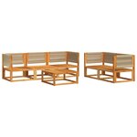 vidaXL Ensemble de canapés de jardin 6 pièces avec coussins en bois d'acacia et corde