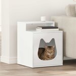 vidaXL Maison pour chat Blanc Brillant 42 5 x 40 x 53 5 cm