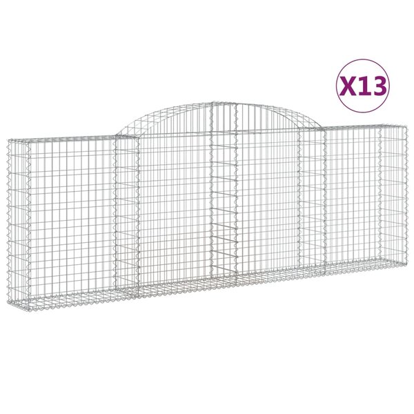 vidaXL Paniers à gabions arqués 13 Pièces 300x30x100/120 cm fer galvanisé