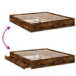 vidaXL Cadre de lit avec tiroirs sans matelas chêne fumé 200x200 cm