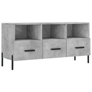 vidaXL Meuble TV gris béton 102x36x50 cm bois d'ingénierie