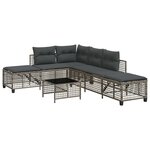 vidaXL Salon de jardin d'angle avec coussins 3 Pièces gris résine tressée