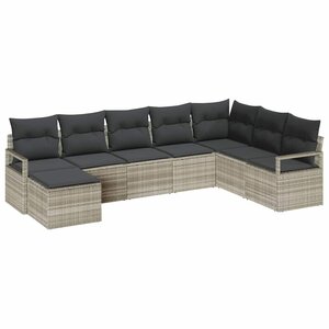 vidaXL Ensemble de canapé de jardin avec coussin 7 Pièces Gris clair