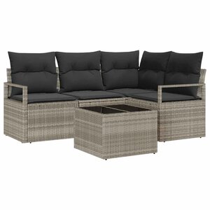 vidaXL Ensemble de canapé de jardin avec coussin 5 Pièces Gris clair