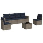 vidaXL Salon de jardin 7 Pièces avec coussins gris résine tressée