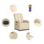 vidaXL Fauteuil inclinable de massage électrique crème tissu