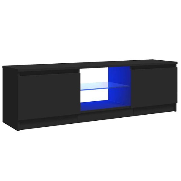 vidaXL Meuble TV avec lumières LED Noir 120x30x36 cm