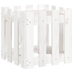 vidaXL Jardinière avec design de clôture blanc 40x40x40 cm pin massif