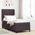 vidaXL Lit à ressort LED avec matelas Marron foncé 90 x 190 cm tissu