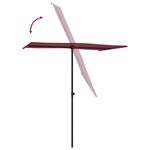 vidaXL Parasol de jardin et mât en aluminium 180x110 cm rouge bordeaux