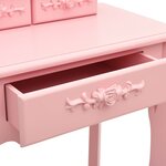 vidaXL Ensemble de coiffeuse avec tabouret Rose 50x59x136 cm Paulownia