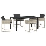 Ensemble de salle à manger jardin 5 pièces vidaXL avec coussins en poly rattan gris clair
