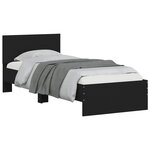 vidaXL Cadre de lit sans matelas avec tête de lit noir 75x190 cm