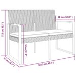 vidaXL Banc de jardin à 2 places et coussins gris foncé PP rotin