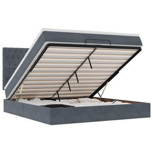 VidaXL Cadre de lit ottoman avec matelas gris foncé 180x200cm velours