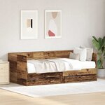 vidaXL Lit de jour avec tiroirs Bois vieilli Bois d'ingénierie 90 x 190 cm