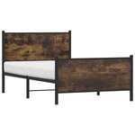 vidaXL Cadre de lit en métal sans matelas chêne fumé 100x190 cm