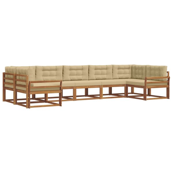 vidaXL Ensemble de canapés d'extérieur 7 pc Naturel et Beige