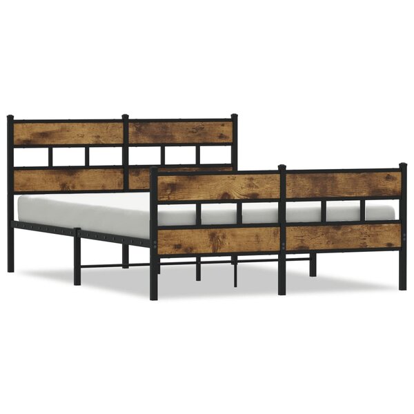 vidaXL Cadre de lit en métal sans matelas chêne fumé 150x200 cm