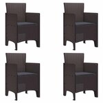 vidaXL Chaise de jardin 4 Pièces Marron 53 x 49 x 85 cm PP