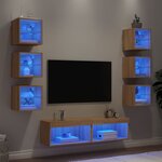vidaXL Unités murales TV avec LED 8 Pièces chêne sonoma bois d'ingénierie