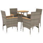 vidaXL Ensemble à manger de jardin et coussins 5 Pièces gris rotin acacia
