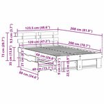vidaXL Cadre de lit Marron cire 120 x 200 cm Bois massif en pin