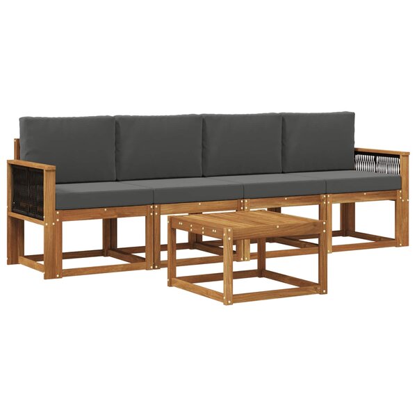 vidaXL Ensemble de canapés d'extérieur 4 pc Naturel et Anthracite