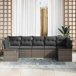 vidaXL Ensemble de canapé de jardin avec coussin 7 Pièces Gris polyrotin
