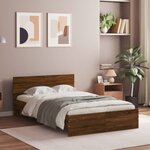 vidaXL Cadre de lit avec tête de lit chêne marron 135x190 cm