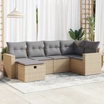 vidaXL Salon de jardin avec coussins 6 Pièces beige résine tressée