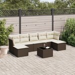 vidaXL Salon de jardin 8 Pièces avec coussins marron résine tressée