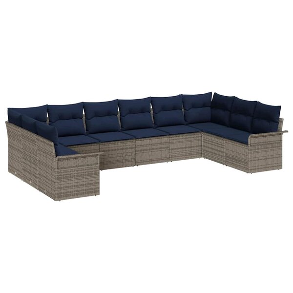 vidaXL Ensemble de canapé de jardin 10 Pièces Gris clair Poly rotin