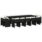vidaXL Ensemble à manger de jardin 15 Pièces coussins noir résine tressée