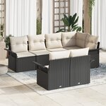 vidaXL Ensemble de canapé de jardin 7 pièces avec coussins noir en poly rotin