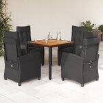vidaXL Ensemble à manger de jardin coussins 5Pièces Noir Résine tressée