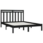 vidaXL Cadre de lit Noir Bois massif 150x200 cm Très grand