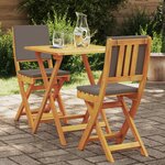 vidaXL Ensemble de bistro pliant 3 pièces avec coussins  bois d'acacia massif