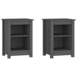 vidaXL Tables de chevet 2 Pièces Gris 40x35x55 cm Bois de pin solide