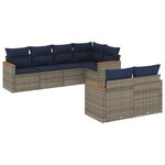 vidaXL Salon de jardin 7 Pièces avec coussins gris résine tressée