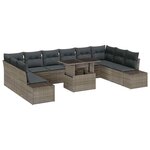 vidaXL Set de canapés de jardin 11 pièces avec des coussins gris en poly rotin