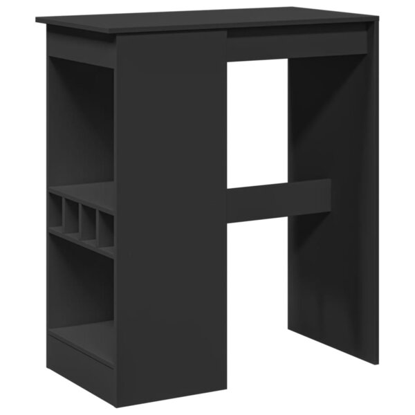 vidaXL Table de bar avec étagères noir bois d'ingénierie