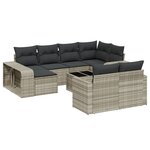 vidaXL Salon de jardin 11 Pièces avec coussins gris clair résine tressée