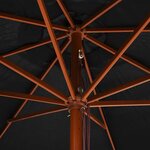 vidaXL Parasol d'extérieur avec mât en bois 350 cm Noir