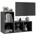 vidaXL Meubles TV 2 Pièces Gris brillant 72x35x36 5 cm Bois d'ingénierie