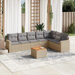 vidaXL Salon de jardin avec coussins 8 Pièces beige résine tressée