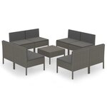vidaXL Salon de jardin 9 Pièces avec coussins Résine tressée Gris