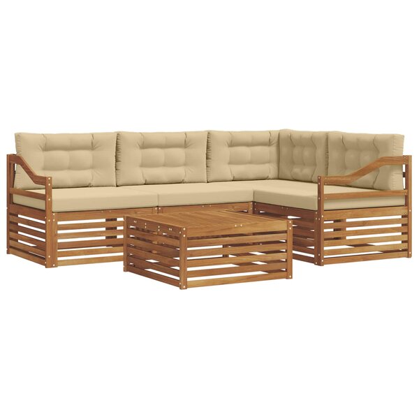 vidaXL Ensemble de canapés d'extérieur 5 pc Naturel et Beige